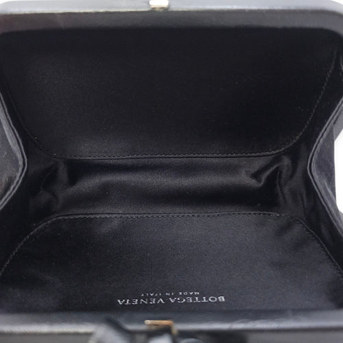 BV Pochette Knot Intrecciato Nappa Black Clutch in Silk, Silver hardware