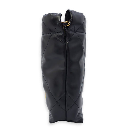 C22 Mini Black Shoulder Bag in Calfskin, Gold hardware