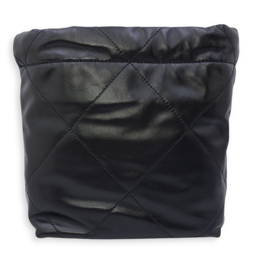 C22 Mini Black Shoulder Bag in Calfskin, Gold hardware