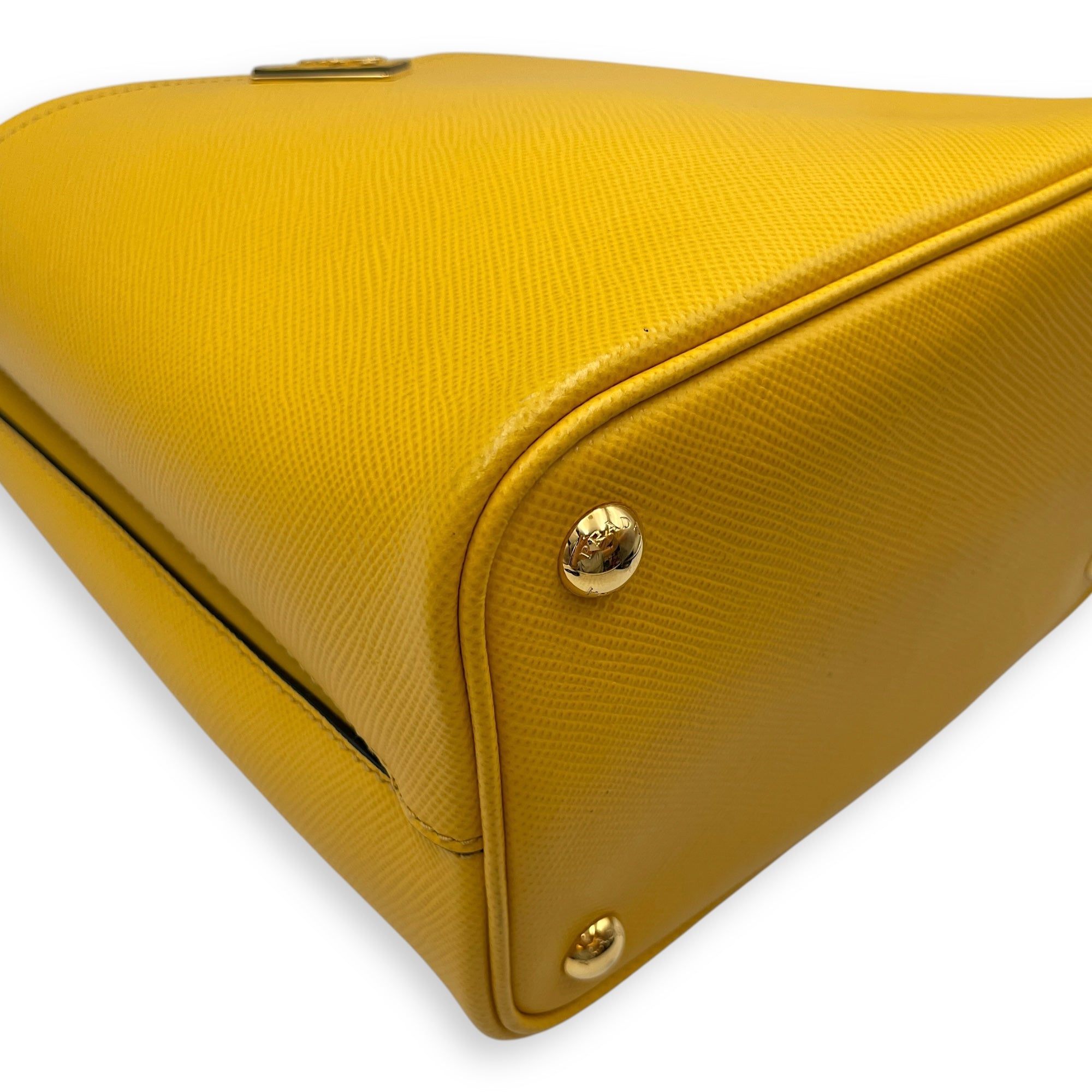 Panier Yellow Bucket Bag in Saffiano Leather, Gold hardware
