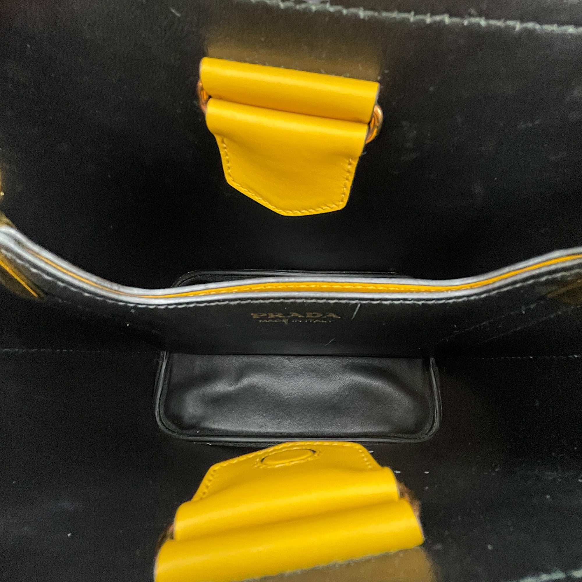 Panier Yellow Bucket Bag in Saffiano Leather, Gold hardware