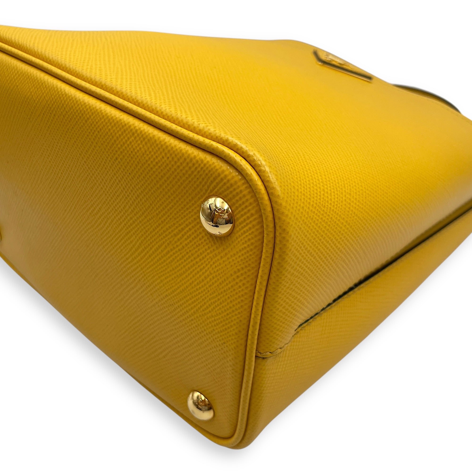 Panier Yellow Bucket Bag in Saffiano Leather, Gold hardware