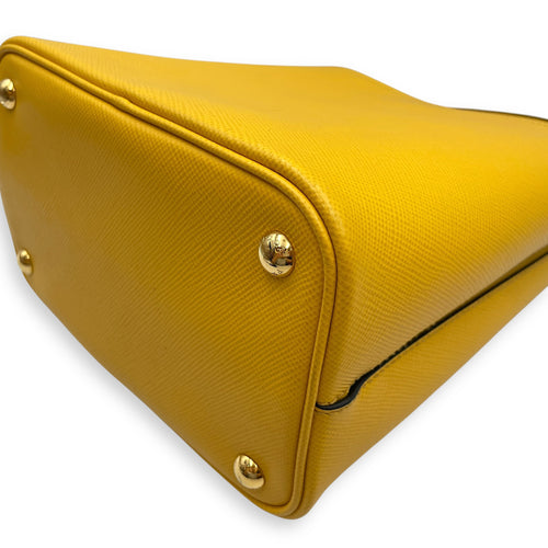 Panier Yellow Bucket Bag in Saffiano Leather, Gold hardware