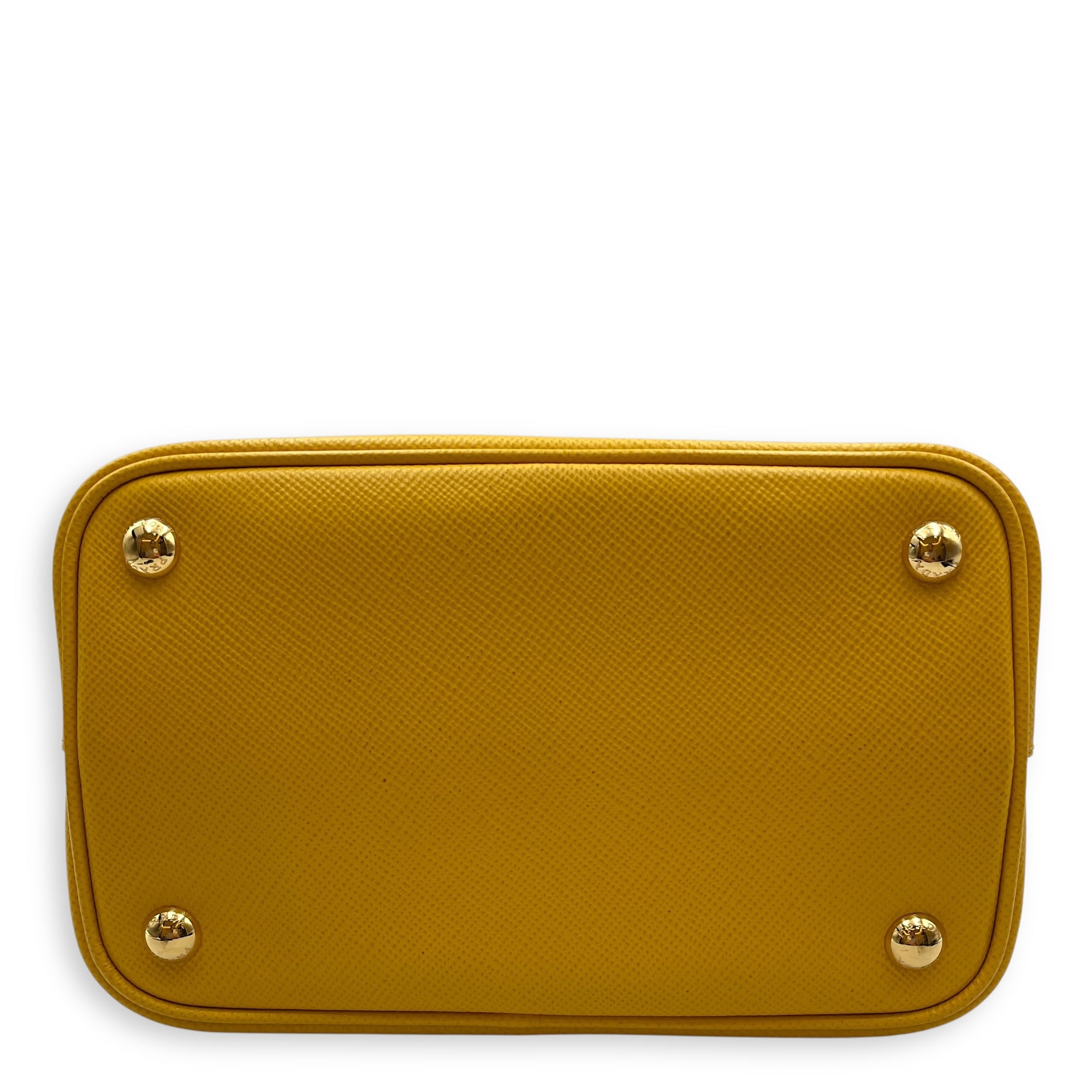 Panier Yellow Bucket Bag in Saffiano Leather, Gold hardware