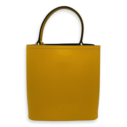 Panier Yellow Bucket Bag in Saffiano Leather, Gold hardware