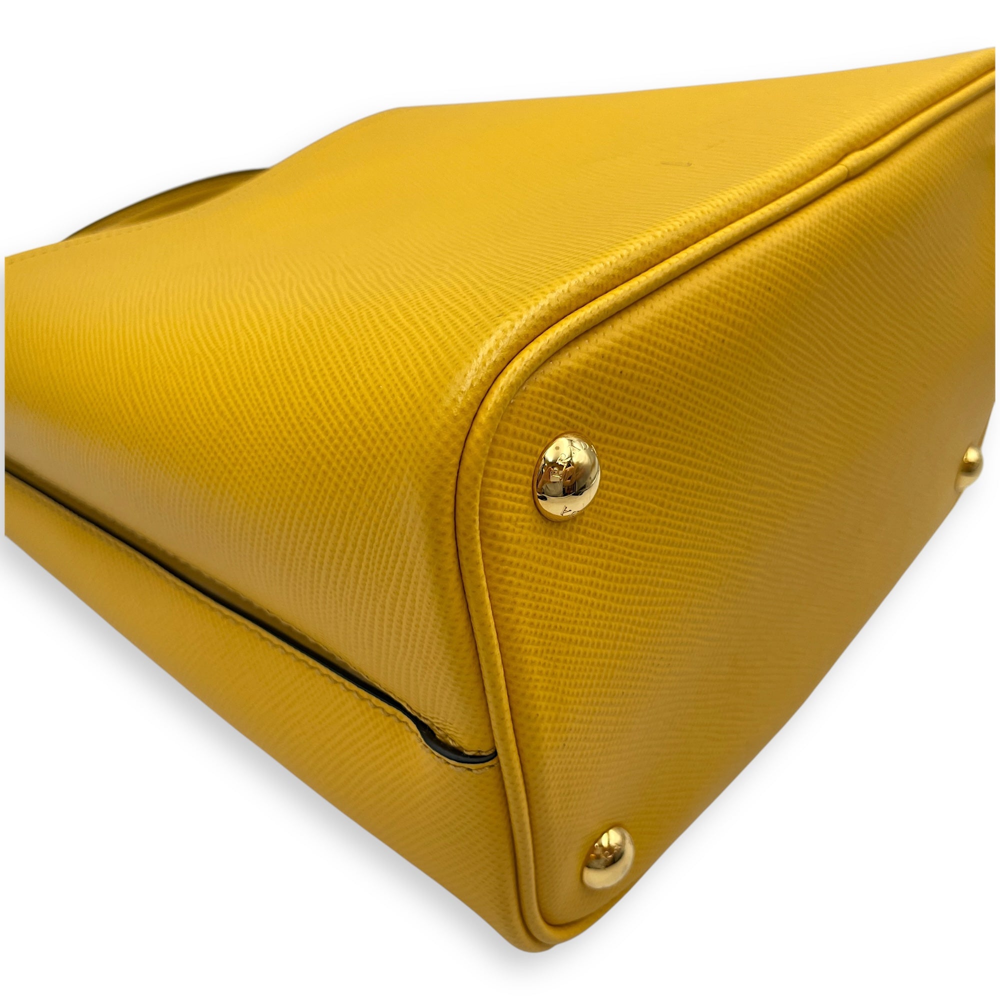 Panier Yellow Bucket Bag in Saffiano Leather, Gold hardware