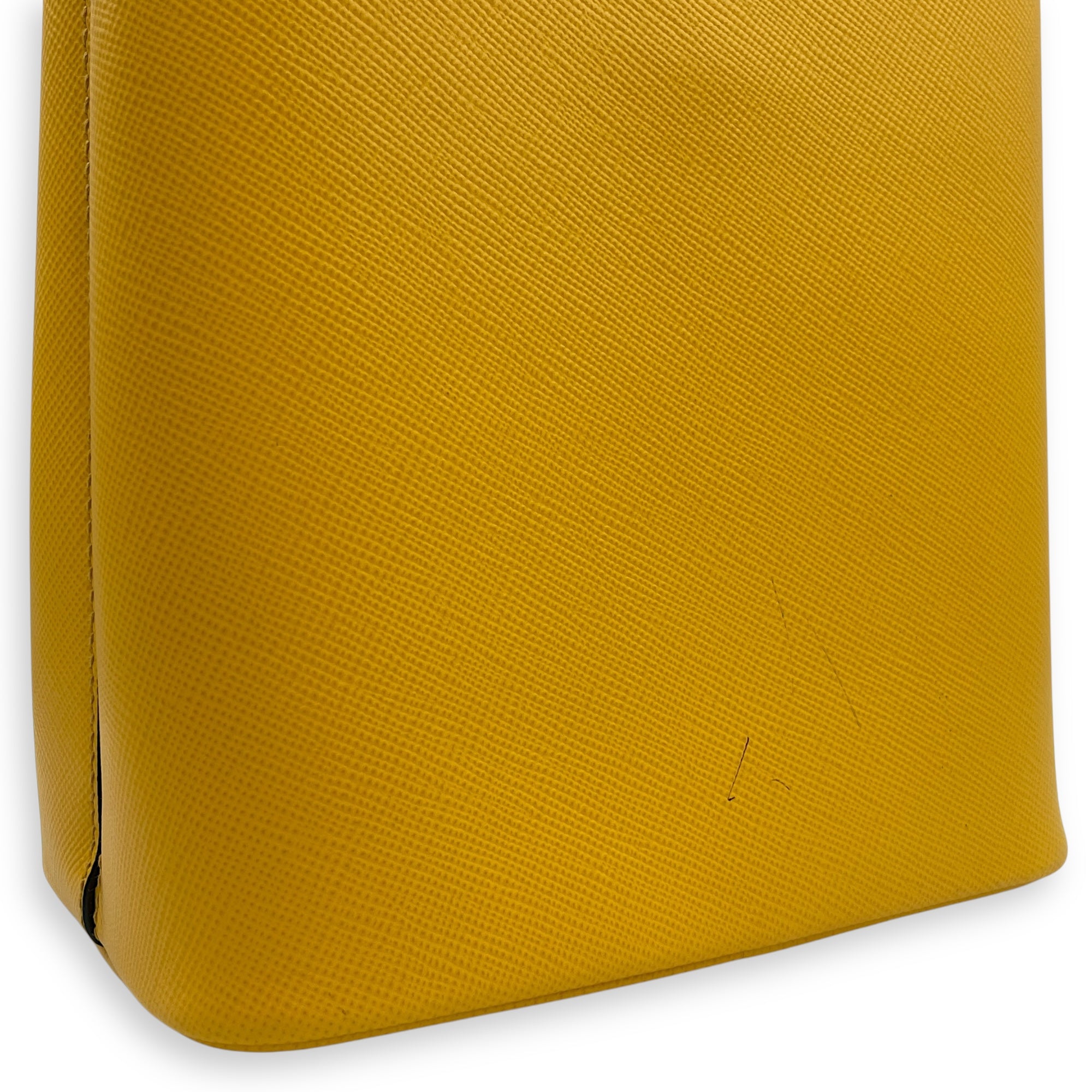 Panier Yellow Bucket Bag in Saffiano Leather, Gold hardware
