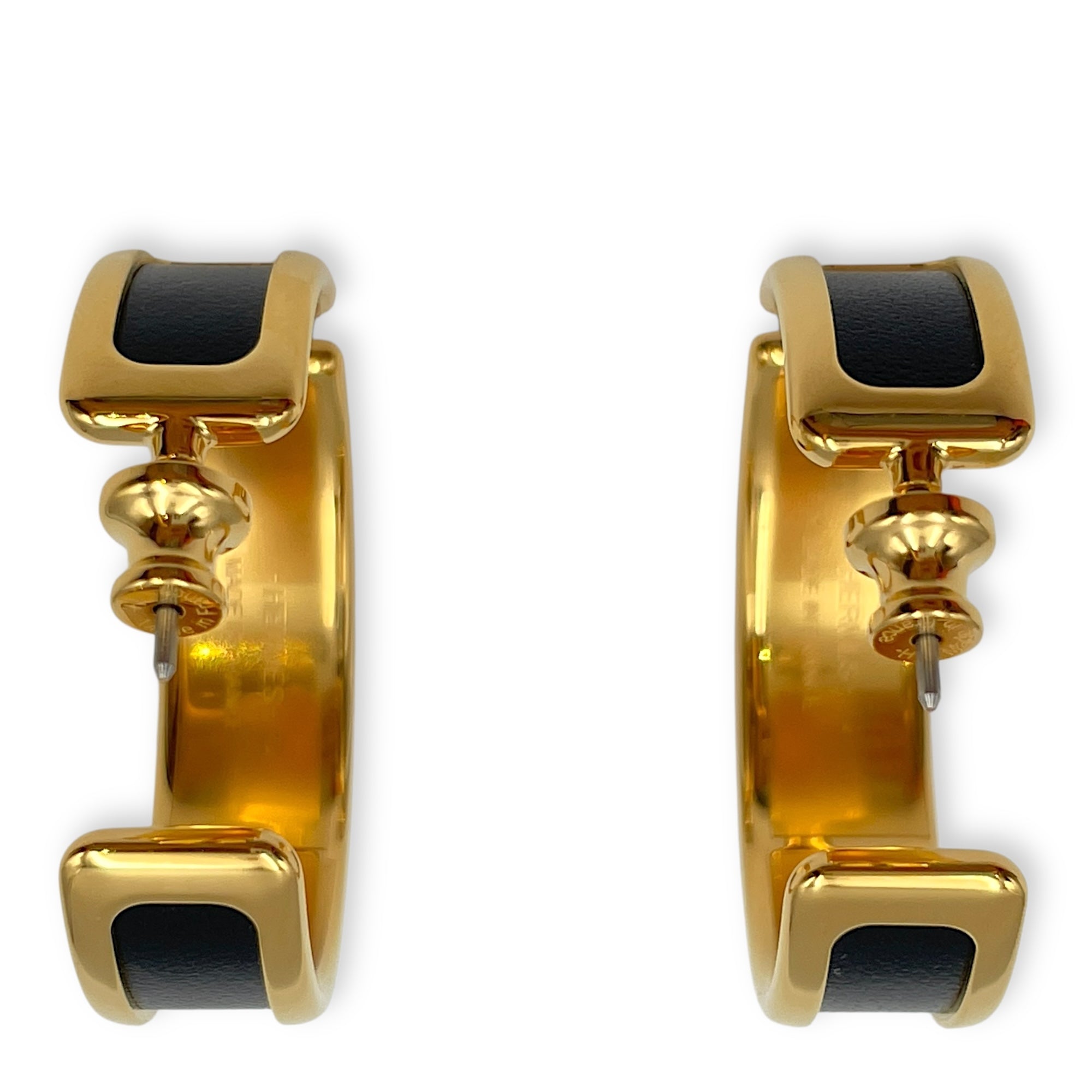 Olympe Black Earrings in Box, Gold hardware