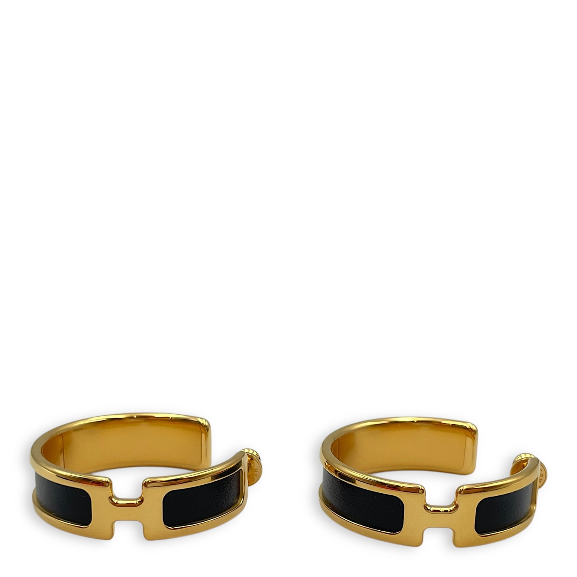 Olympe Black Earrings in Box, Gold hardware