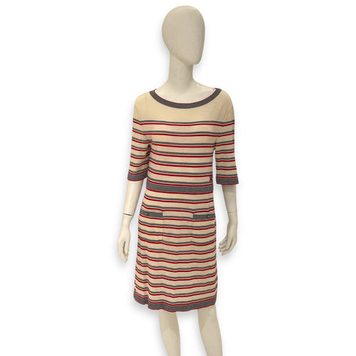 CC Striped Dress 38 White/Red/Black Ready-To-Wear in Wool CL2510-16249 1