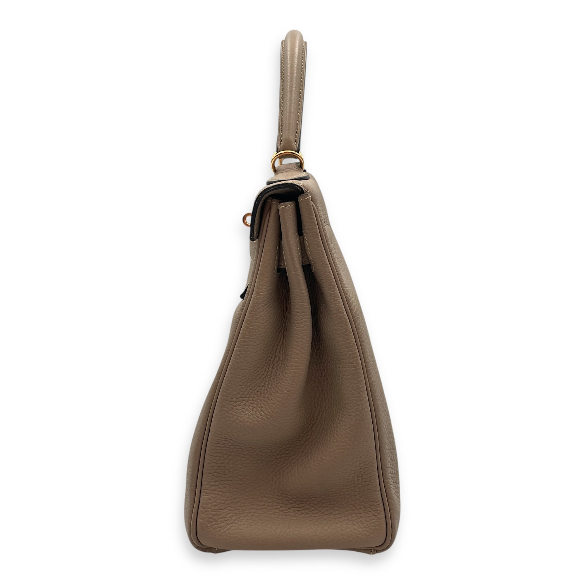 Kelly 32 Gris Tourterelle in Togo, Gold hardware