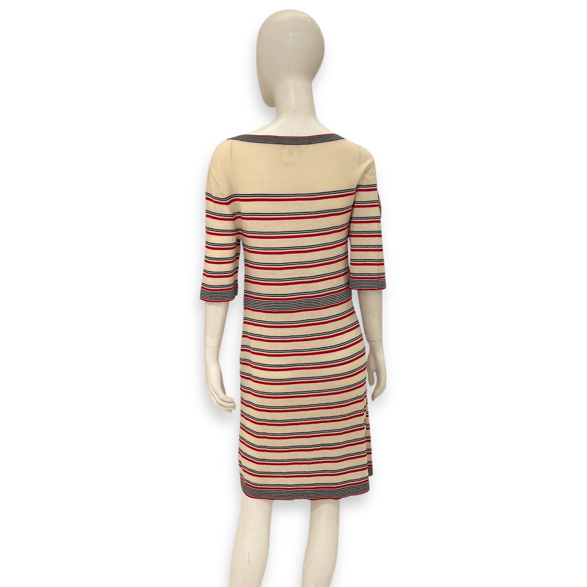 CC Striped Dress 38 White/Red/Black Ready-To-Wear in Wool