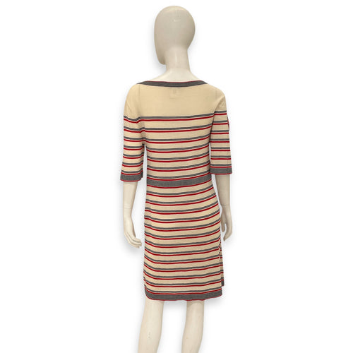 CC Striped Dress 38 White/Red/Black Ready-To-Wear in Wool
