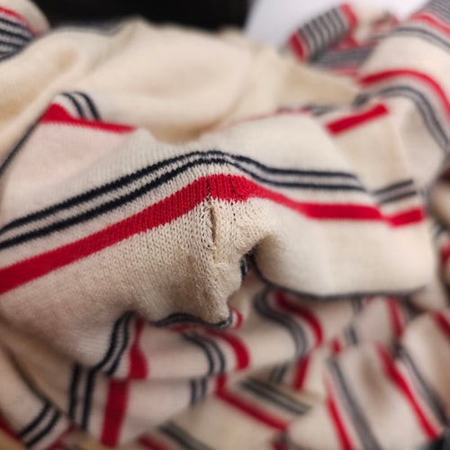 CC Striped Dress 38 White/Red/Black Ready-To-Wear in Wool