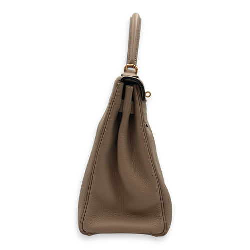 Kelly 32 Gris Tourterelle in Togo, Gold hardware
