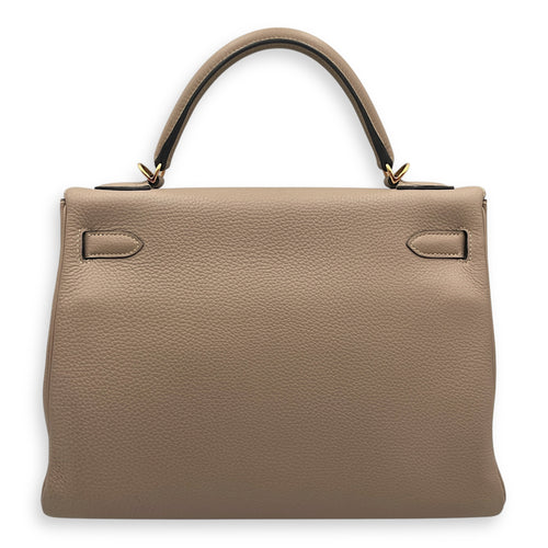 Kelly 32 Gris Tourterelle in Togo, Gold hardware