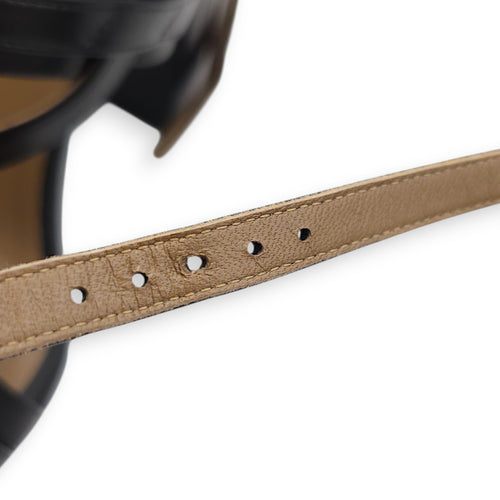 Antigone 38 Black Sandal in Calfskin, Palladium hardware