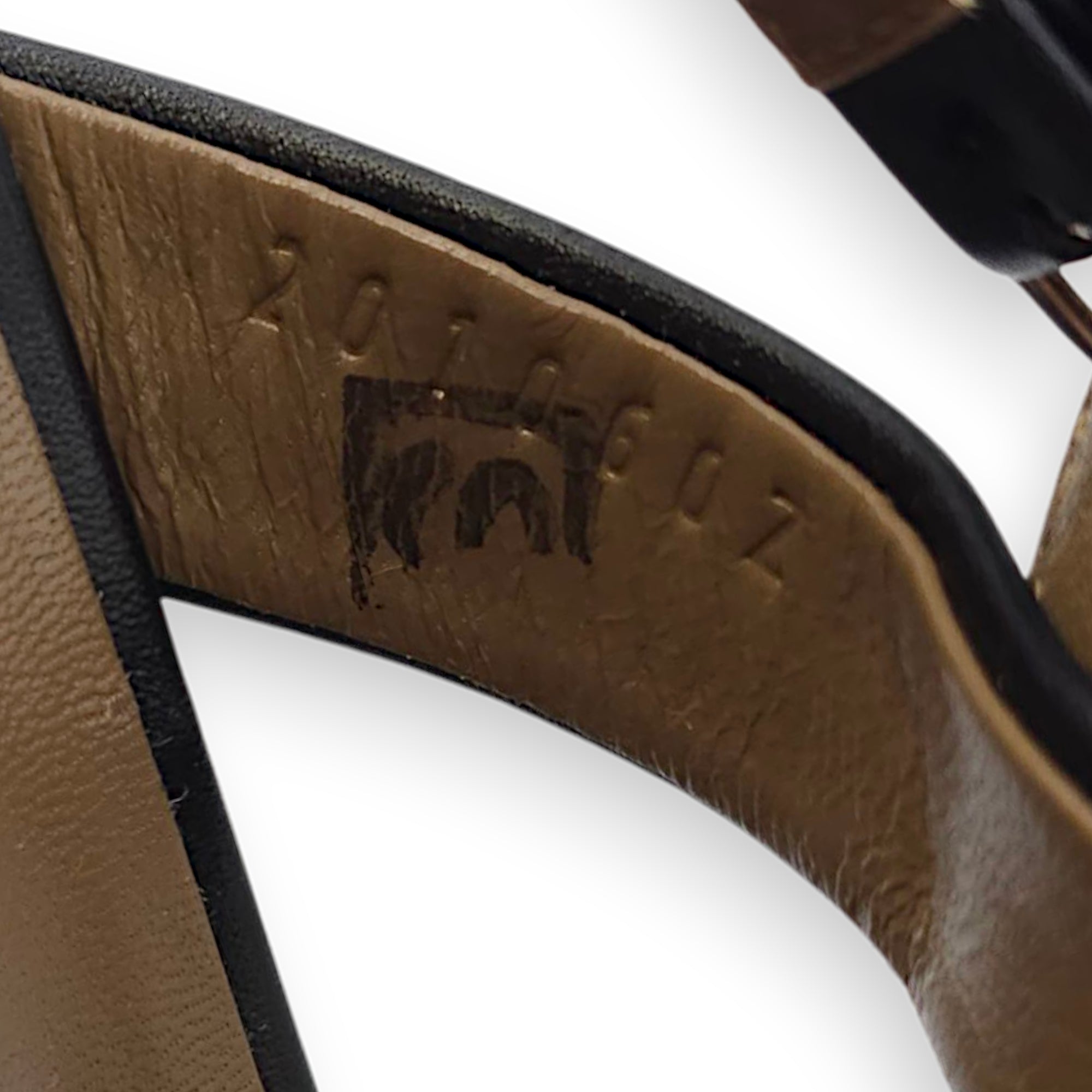 Antigone 38 Black Sandal in Calfskin, Palladium hardware