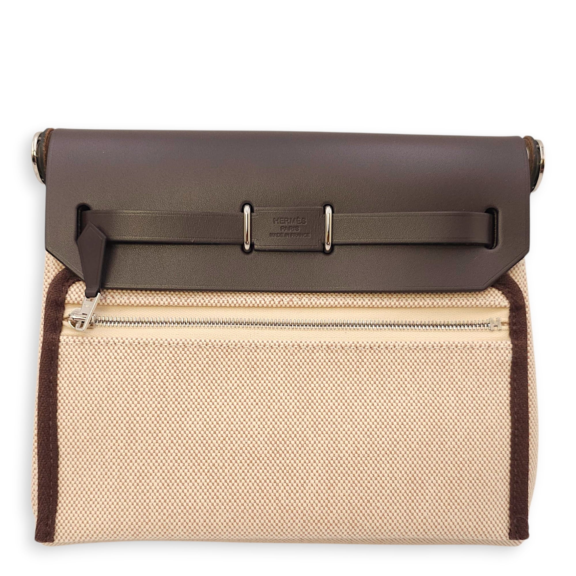 Herbag 20 Ebene/Ecru-Beige in Vache Hunter/Toile, Palladium hardware