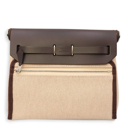 Herbag 20 Ebene/Ecru-Beige in Vache Hunter/Toile, Palladium hardware