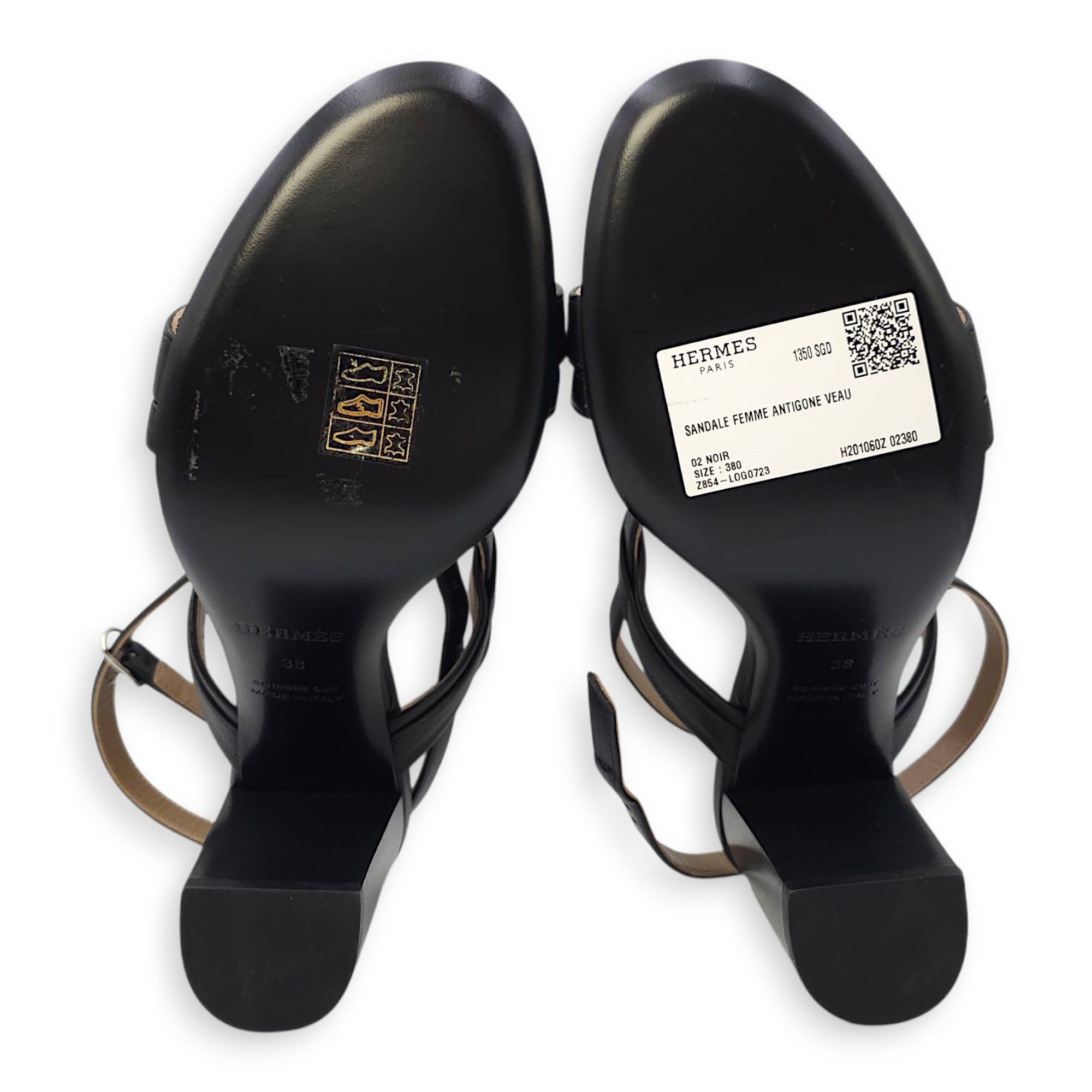 Antigone 38 Black Sandal in Calfskin, Palladium hardware