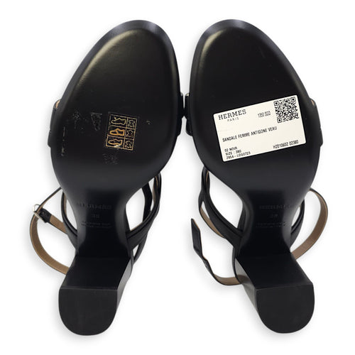 Antigone 38 Black Sandal in Calfskin, Palladium hardware