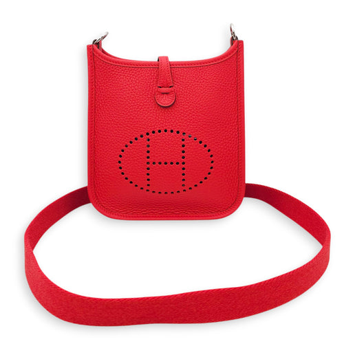 Evelyne (Short Strap) Mini Rouge Radieux in Clemence, Palladium hardware