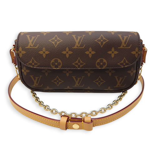 Monogram Brown Wallet on Chain in Canvas, Gold hardware