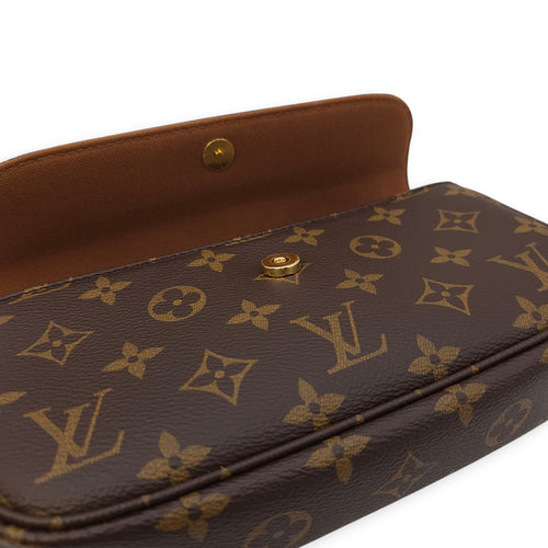 Monogram Brown Wallet on Chain in Canvas, Gold hardware