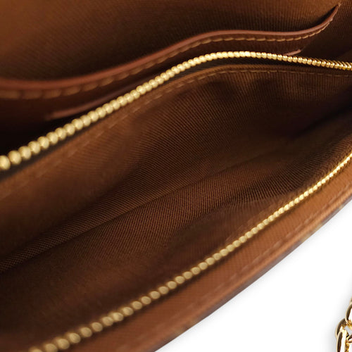 Monogram Brown Wallet on Chain in Canvas, Gold hardware