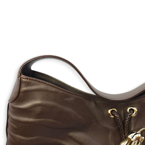 Panthere de Cartier Brown Shoulder Bag in Calfskin, Gold hardware