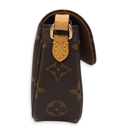 Monogram Brown Wallet on Chain in Canvas, Gold hardware