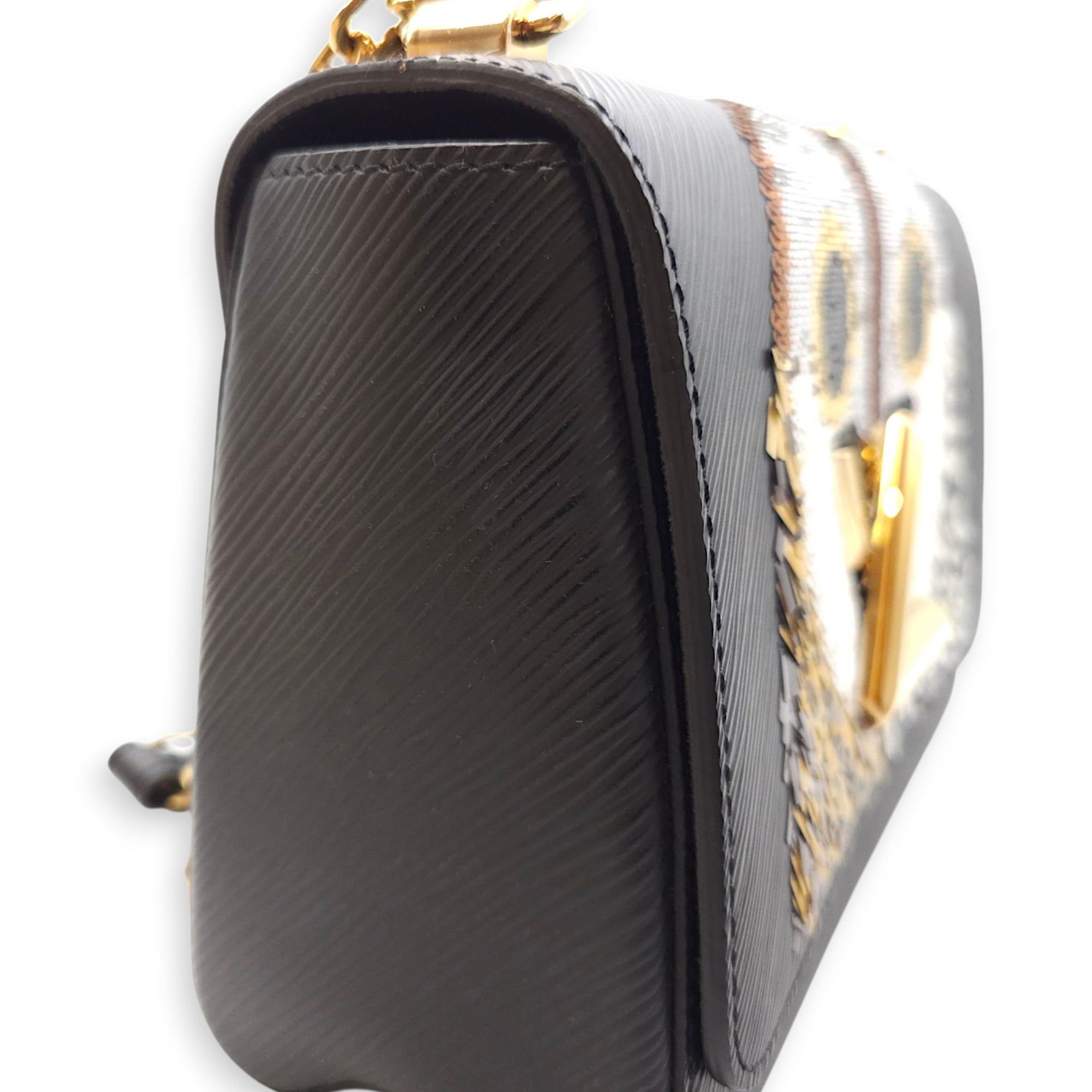 Owl Twist MM Black Crossbody Bag in Epi Leather, Gold hardware