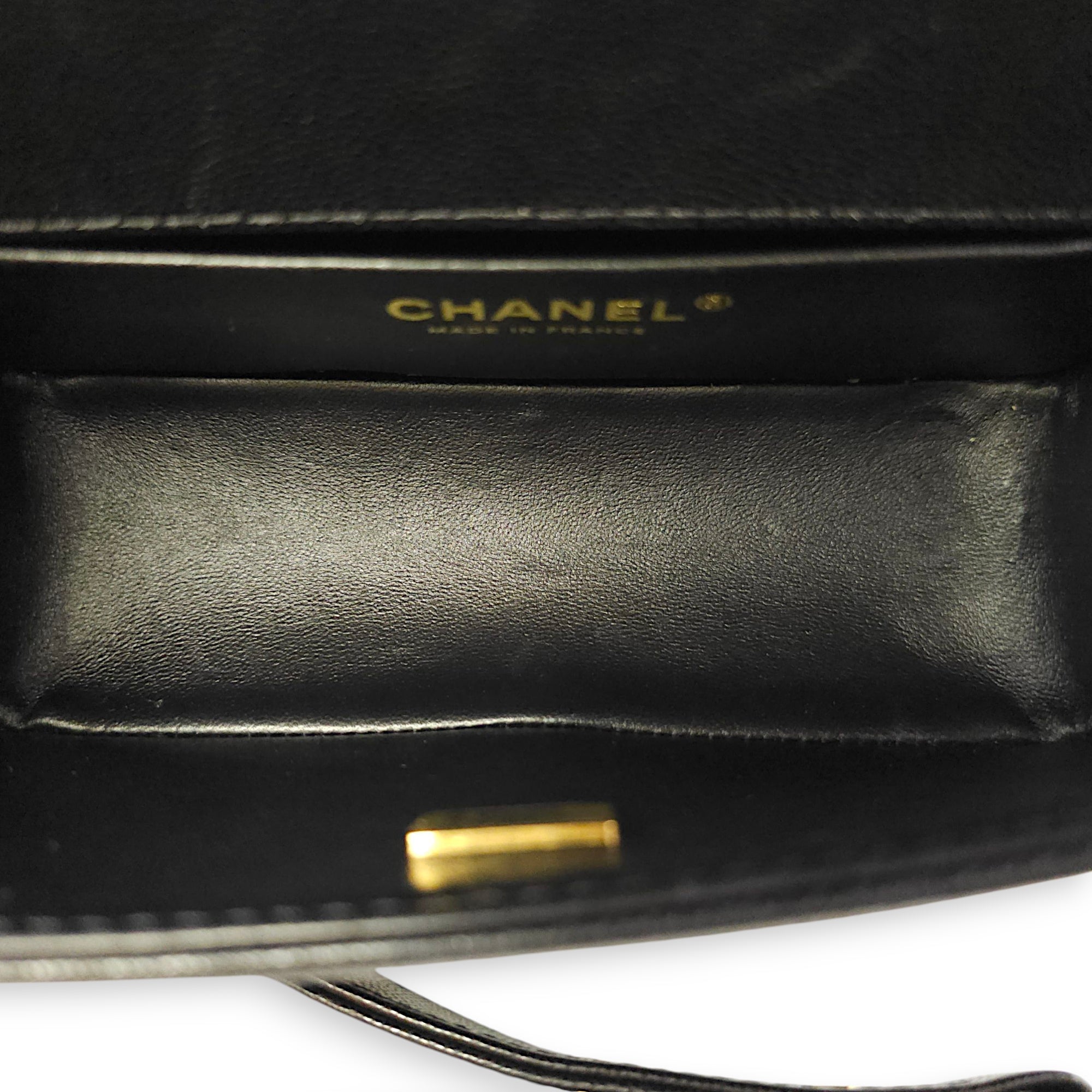 Le Boy Small Black Shoulder Bag in Caviar Leather, Gold hardware