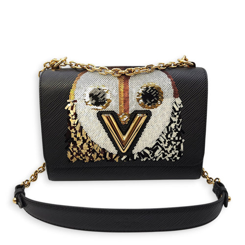 Owl Twist MM Black Crossbody Bag in Epi Leather, Gold hardware