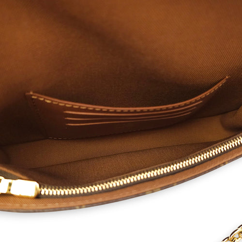 Monogram Brown Wallet on Chain in Canvas, Gold hardware