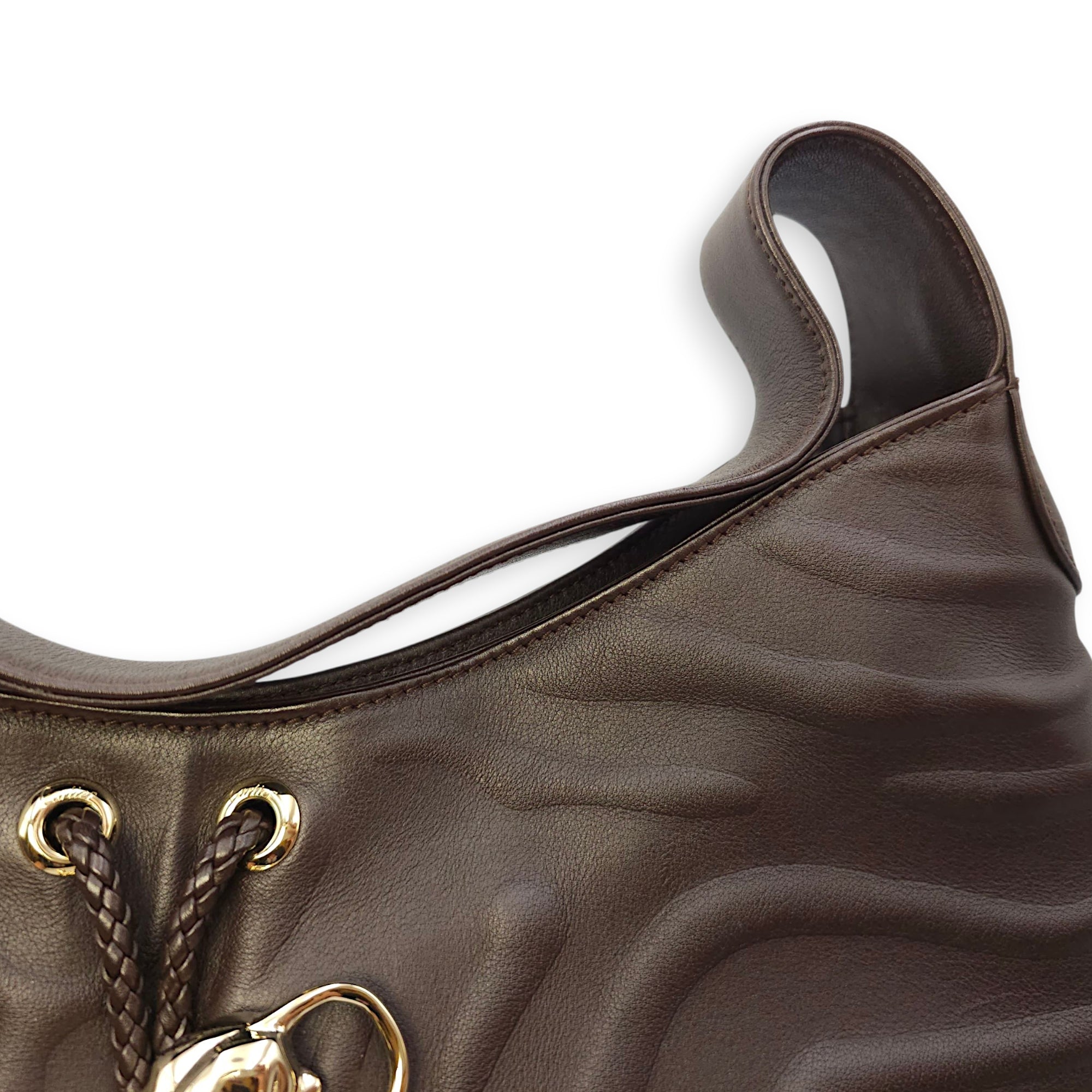 Panthere de Cartier Brown Shoulder Bag in Calfskin, Gold hardware