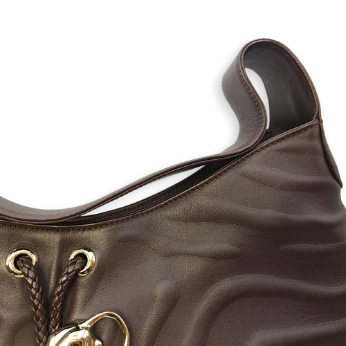Panthere de Cartier Brown Shoulder Bag in Calfskin, Gold hardware