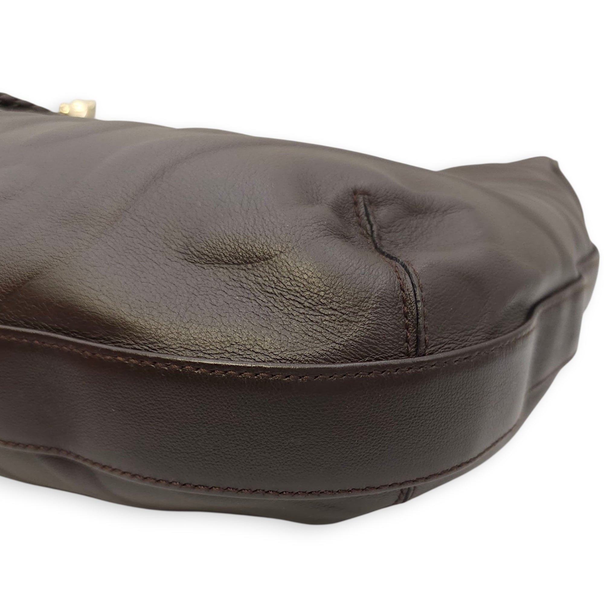 Panthere de Cartier Brown Shoulder Bag in Calfskin, Gold hardware