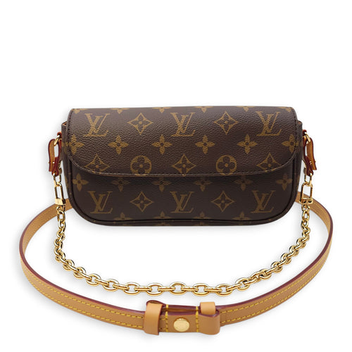 Monogram Brown Wallet on Chain in Canvas, Gold hardware