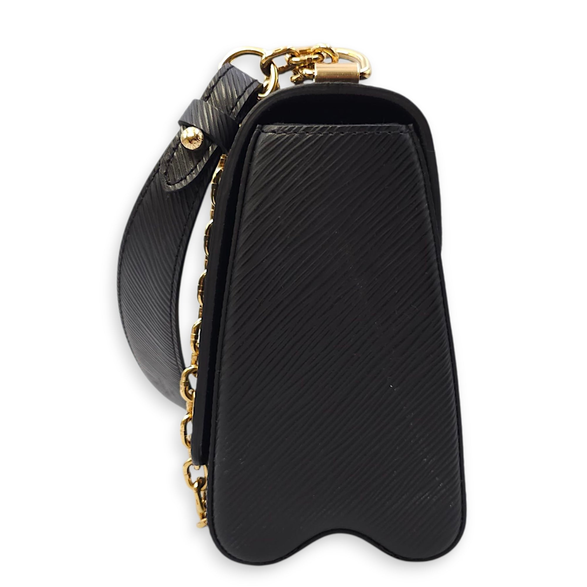Owl Twist MM Black Crossbody Bag in Epi Leather, Gold hardware
