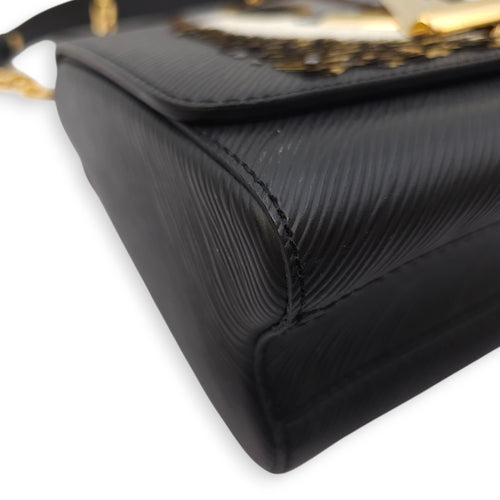 Owl Twist MM Black Crossbody Bag in Epi Leather, Gold hardware