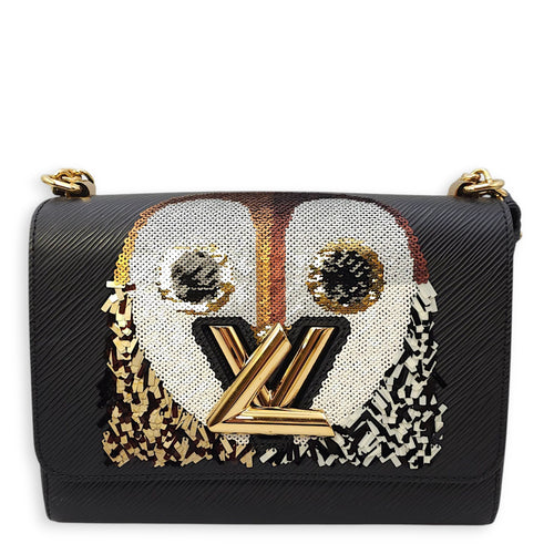Owl Twist MM Black Crossbody Bag in Epi Leather, Gold hardware