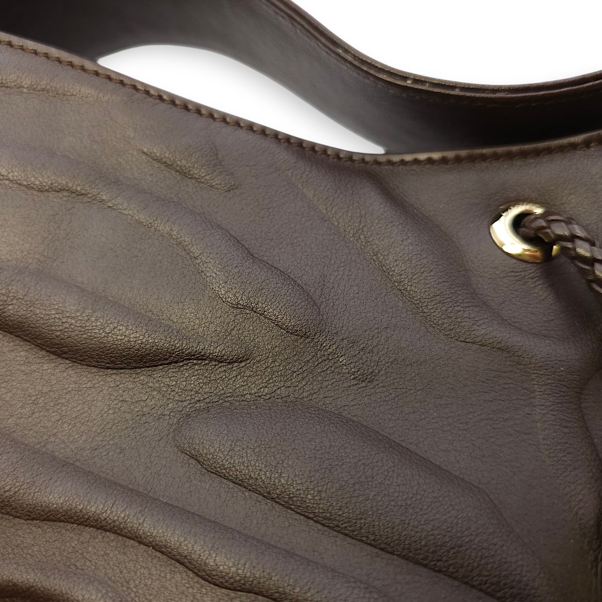 Panthere de Cartier Brown Shoulder Bag in Calfskin, Gold hardware
