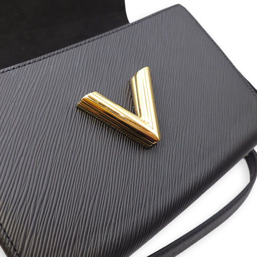 Owl Twist MM Black Crossbody Bag in Epi Leather, Gold hardware