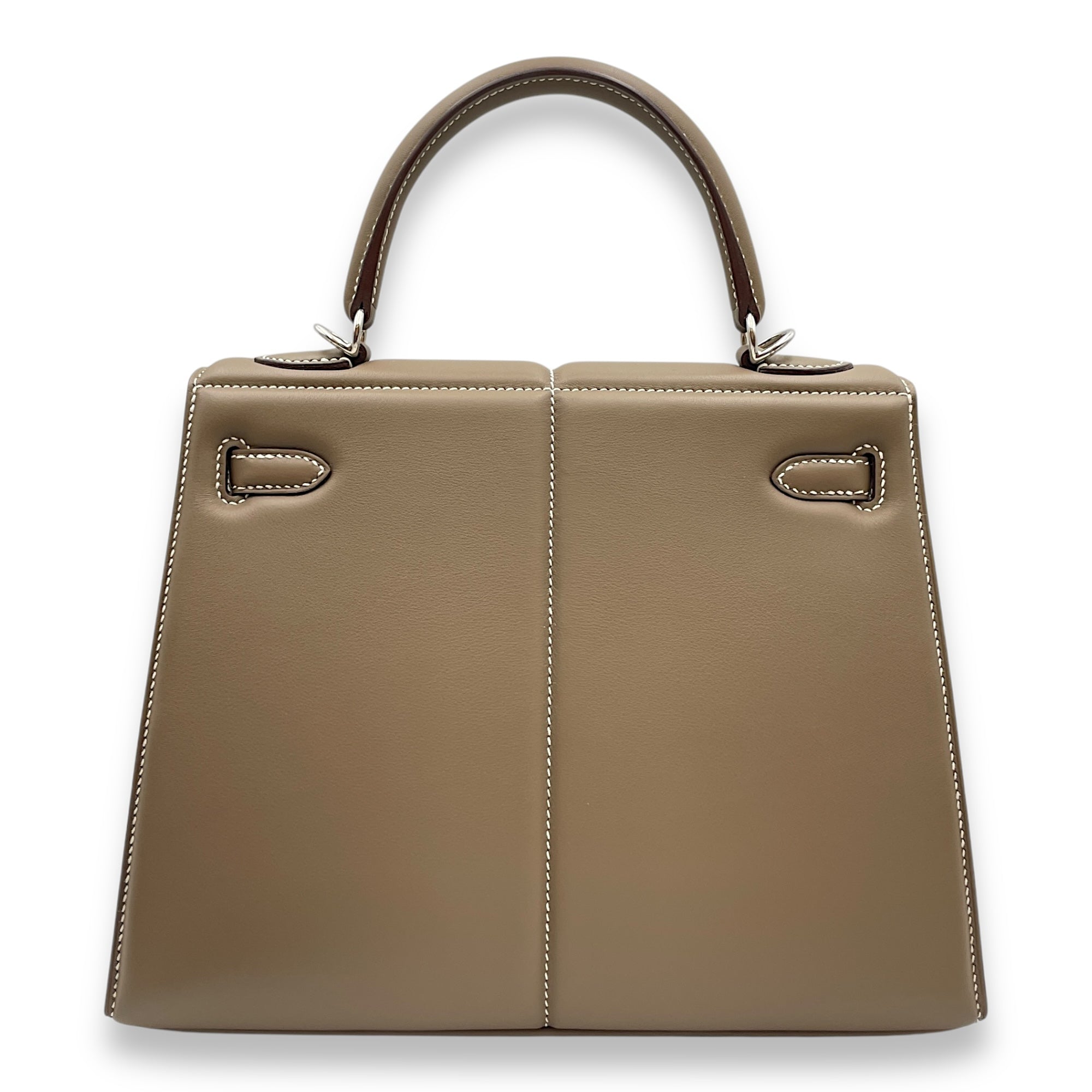 Padded Sellier Kelly 25 Etoupe in Swift, Palladium hardware