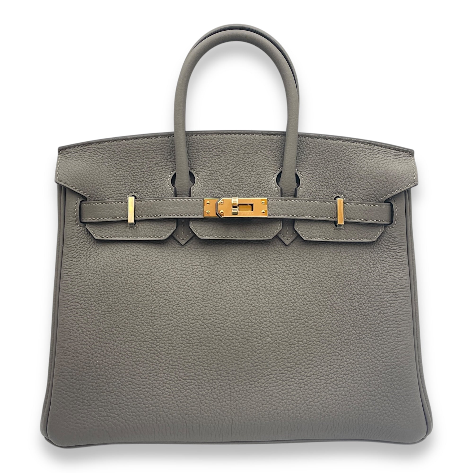 Birkin 25 Gris Meyer in Togo, Permabrass hardware