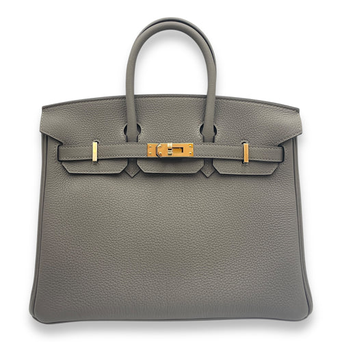 Birkin 25 Gris Meyer in Togo, Permabrass hardware