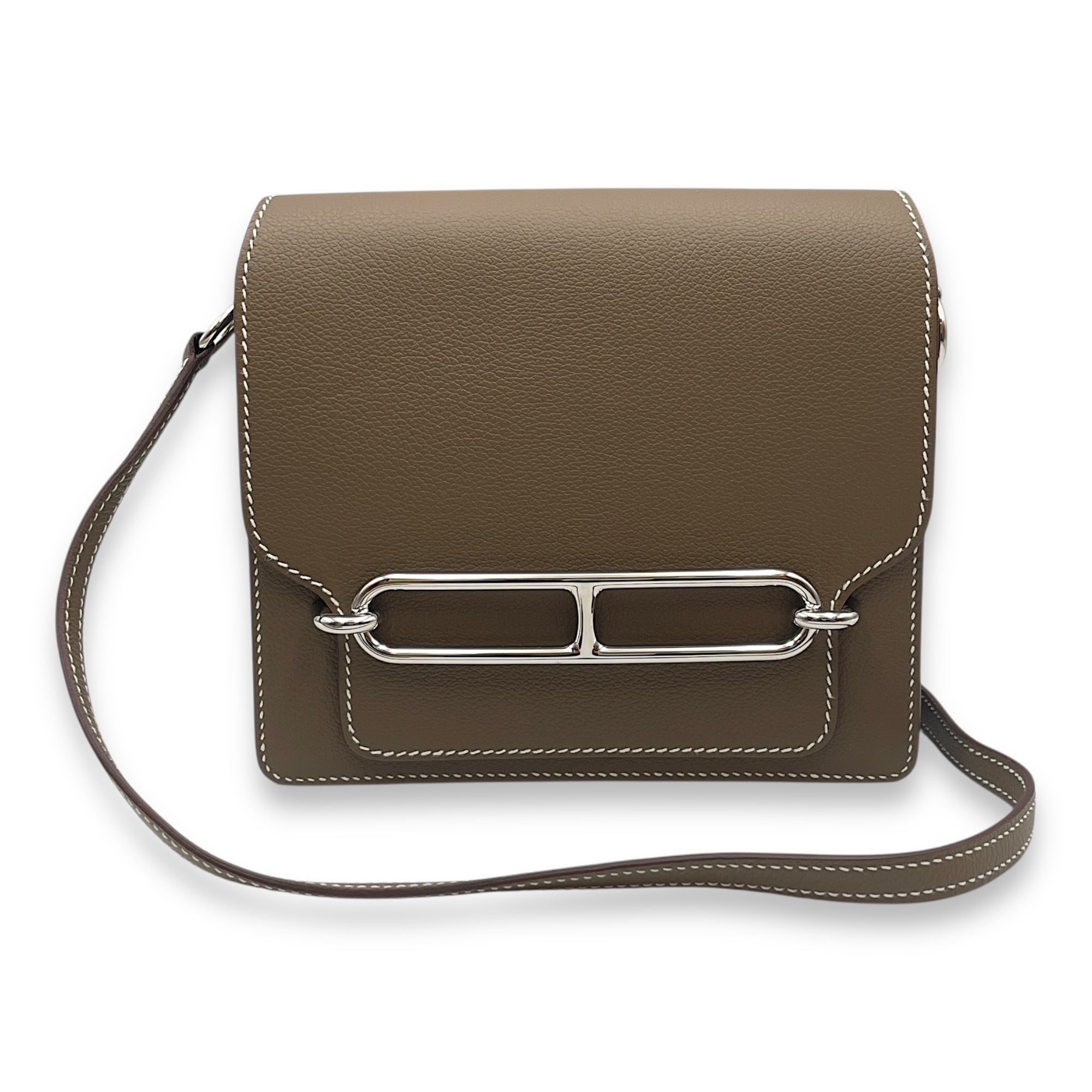 Roulis Mini Etoupe in Evercolor, Palladium hardware