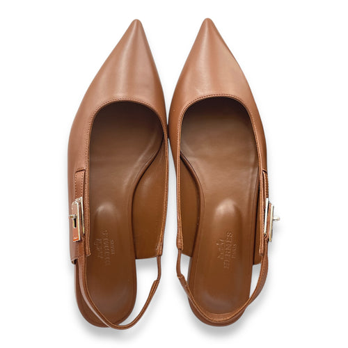 Lovely 37 Gold Slingback in Evercolor, Palladium hardware